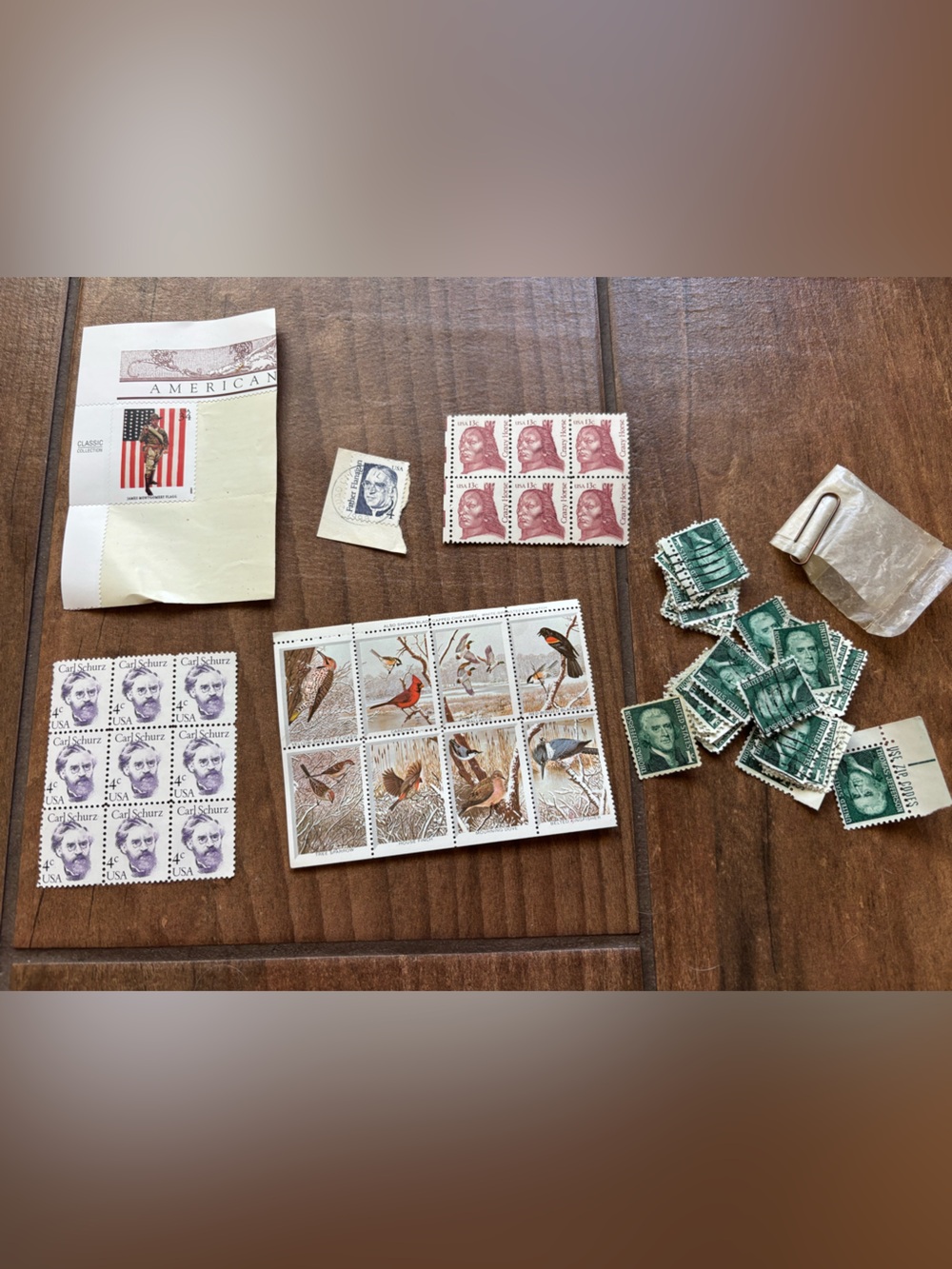Vintage US Postage Stamp Collection Lot Jefferson Crazy Horse Birds Blocks
